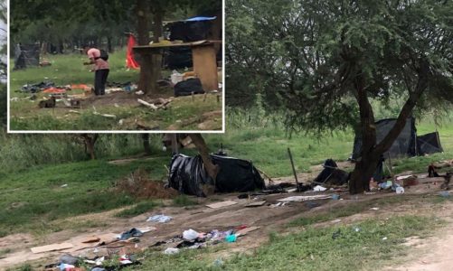 Migrant tents set on fire in border city